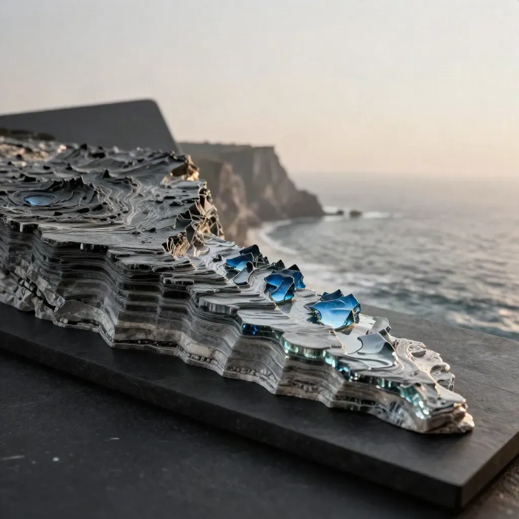 Maquette topographique d’un terrain vue mer à Bonifacio sur fond sombre