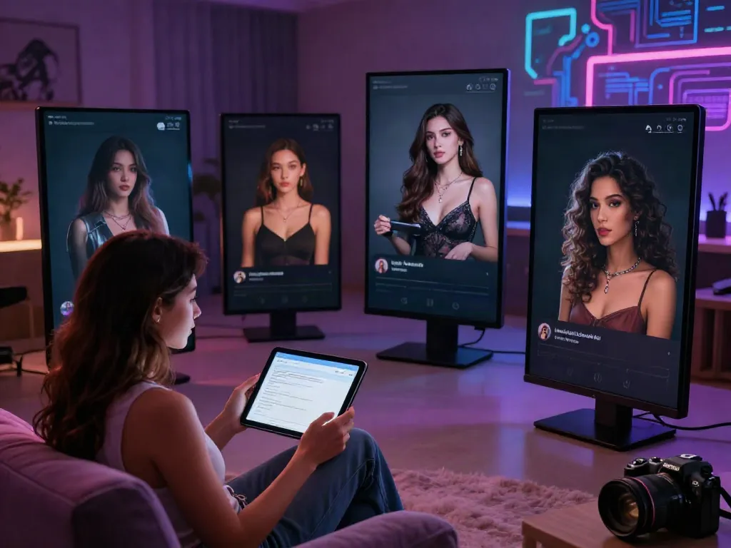 Engaging AI porn chat environment with interactive avatars and intimate lighting.